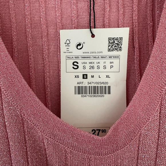 Zara Pink Ribbed Tank Top - Picture 4 of 8